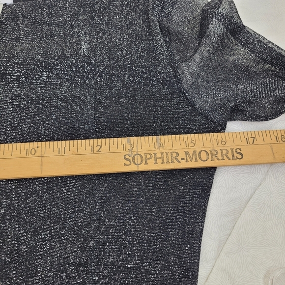 Cache vintage sheer black long sleeve lined top metallic silver whimsigoth S - Picture 5 of 11